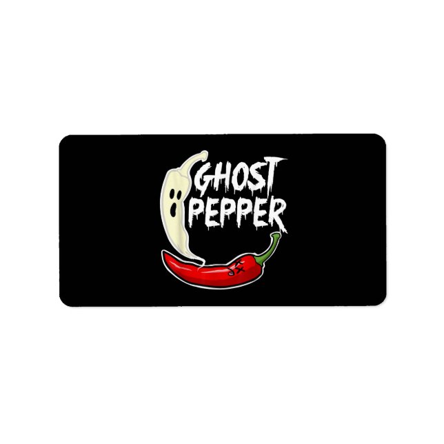 Etiqueta Ghost Pepper Funny Spicy Hot Halloween Peppe (Frente)