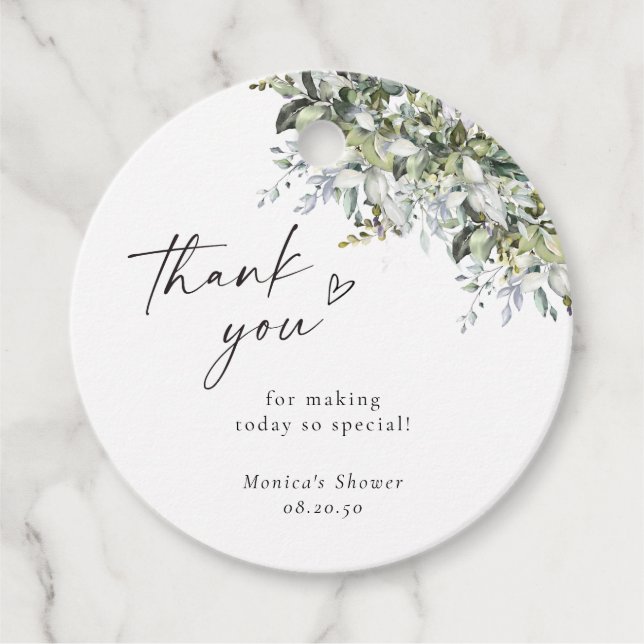 Etiqueta Gift do Chá de fraldas Greenery Herbal (Frente)