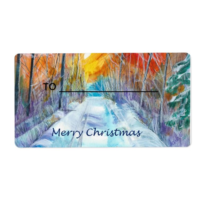 Etiqueta Gift Label Snowy Road (Frente)