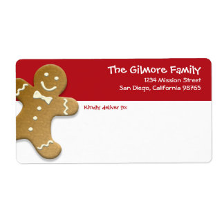 Etiqueta Gingerbird man cookie transporte de férias diverti