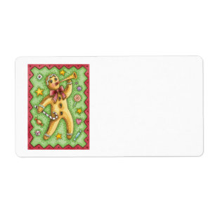 Etiqueta Gingercake Man Blown Horn, Candy de Natal