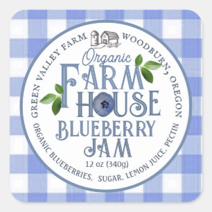 Etiqueta Gingham Azul de Aroma de Florestas Orgâni