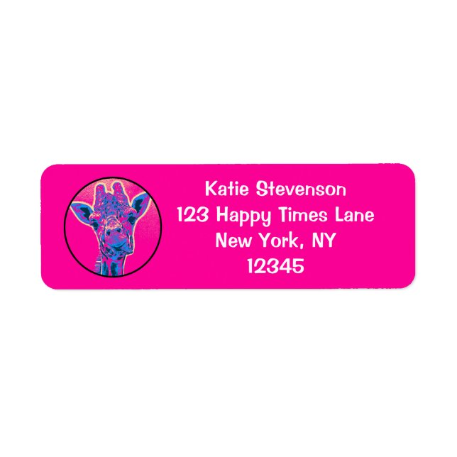 Etiqueta Girafa Engraçada Esticando sua língua (Frente)