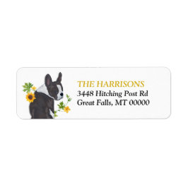 Etiqueta Girassol Dourado Boston Terrier Cachorro Endereço 