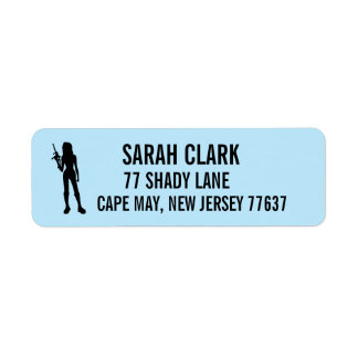 Etiqueta Girl Lady with gun Return Address Labels