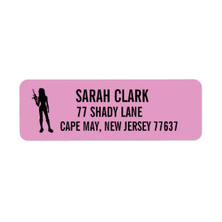 Etiqueta Girl with gun Return Address Labels