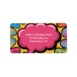 Etiqueta Girls’ Colorful Pop Art Birthday Party Address