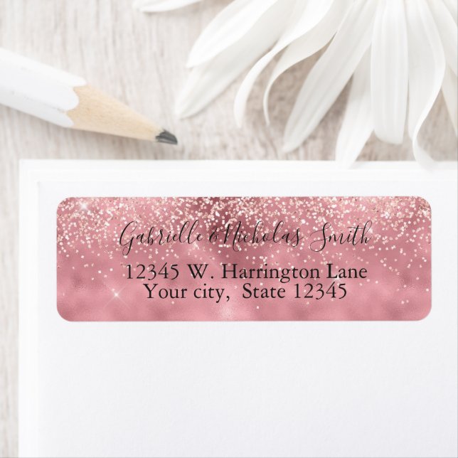 Etiqueta Girly Glam Bonito Rosa Glitter Glitz (Insitu)
