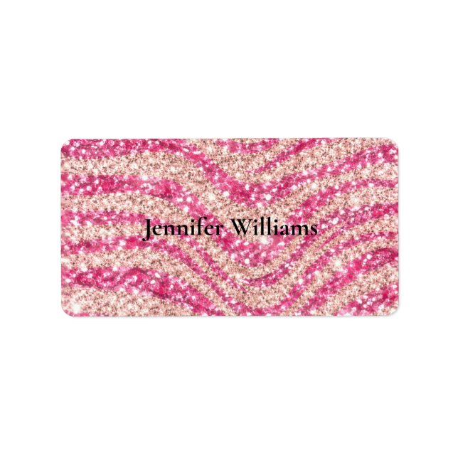 Etiqueta Girly Pink Blush Glitter Zebra Pattern             (Frente)