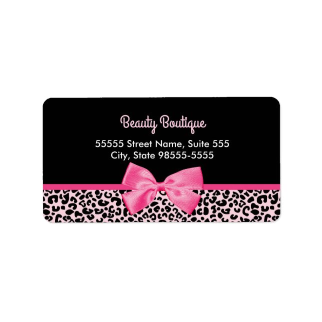 Etiqueta Girly Pink Leopard Imprima Bela Arco Bela Beleza B (Frente)