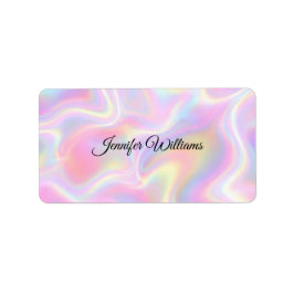 Etiqueta Girly Vibrant Pastel Holographic Swirl Design     