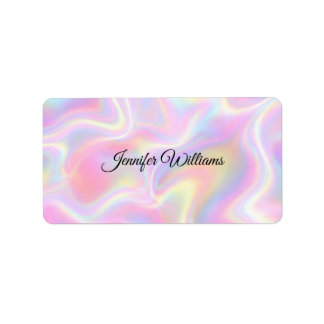 Etiqueta Girly Vibrant Pastel Holographic Swirl Design     