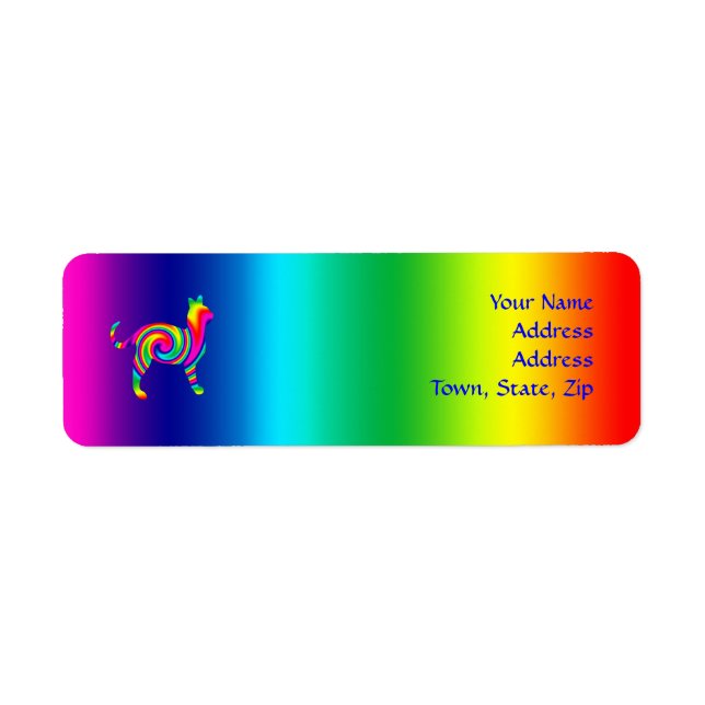 Etiqueta Giro Arco-Íris Forma Gato (Frente)