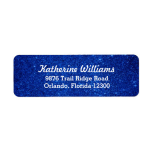 Etiqueta Glam Faux Glitter Azul