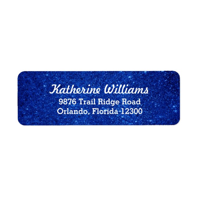 Etiqueta Glam Faux Glitter Azul (Frente)