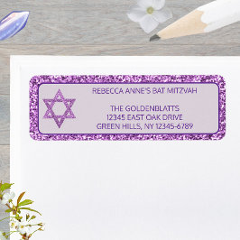 Etiqueta Glam Purple Elegant Star De David Bat Mitzvah
