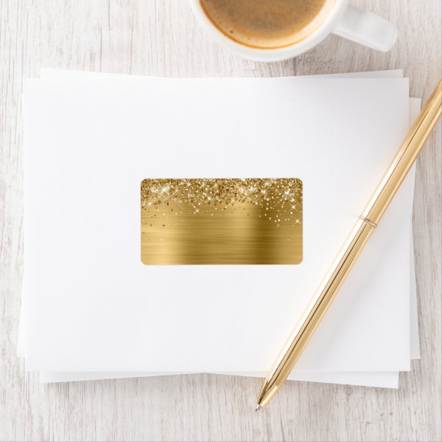 Etiqueta Glama de Folha Glitter Dourada com Glitter (Insitu)