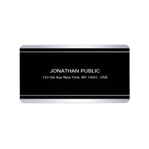 Etiqueta Glamador Modelo preto Elegante Moderno Faux Silver