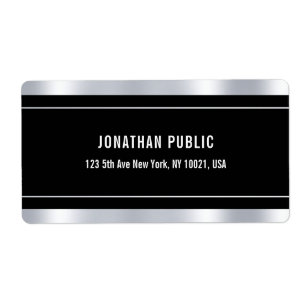 Etiqueta Glamoroso Moderno Elegante Modelo de Prata Negra