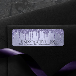 Etiqueta Glitter De Grelha   Lavanda Endereço Roxo