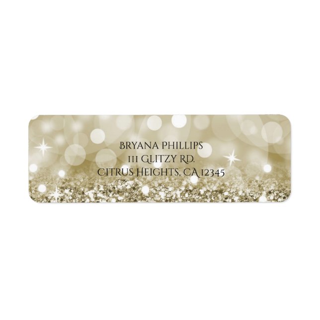 Etiqueta Glitter Dourado e Luzes Glamor Grelha Ouro (Frente)