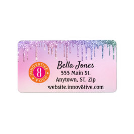 Etiqueta Glitter Drip Pastel Unidiretivo + Endereço Posh