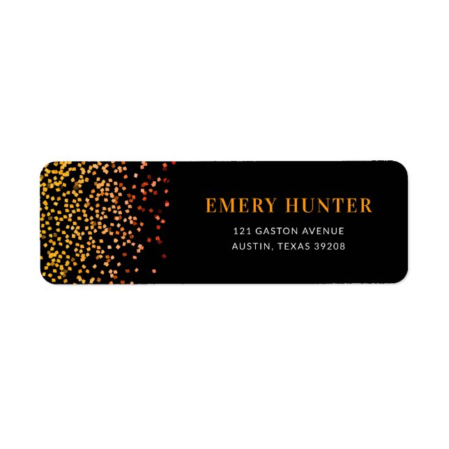 Etiqueta Glitter espalhado Dourado e laranja (Frente)