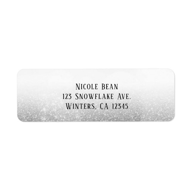 Etiqueta Glitter Glam Sparkle de Prata Branca (Frente)