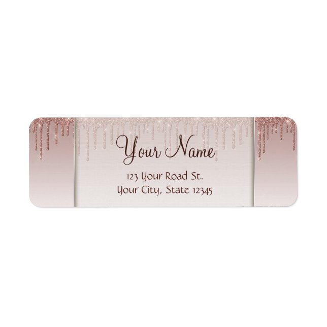 Etiqueta Glitter líquido de rosa Dourado (Frente)