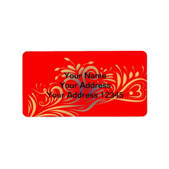 Etiqueta Glitter ouro espirra elementos de rabo flo românti (Frente)