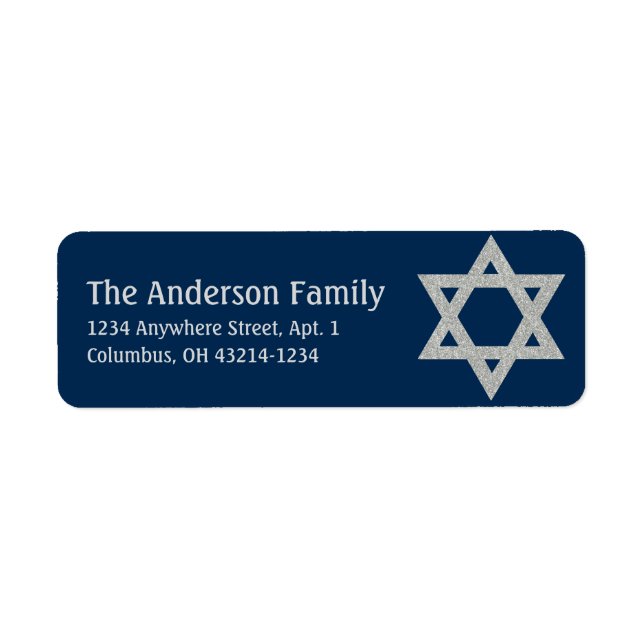 Etiqueta Glitter Star of David Hanukkah Address Labels d3 (Frente)