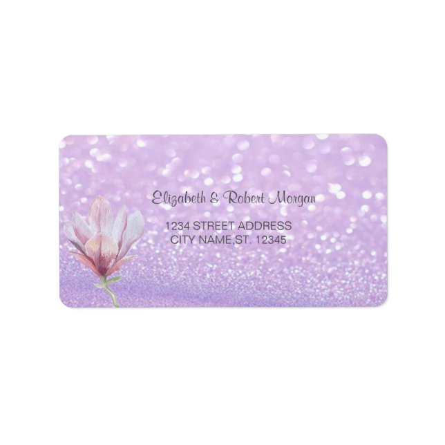 Etiqueta Glittery Bokeh, Magnolia Wedle Label (Frente)