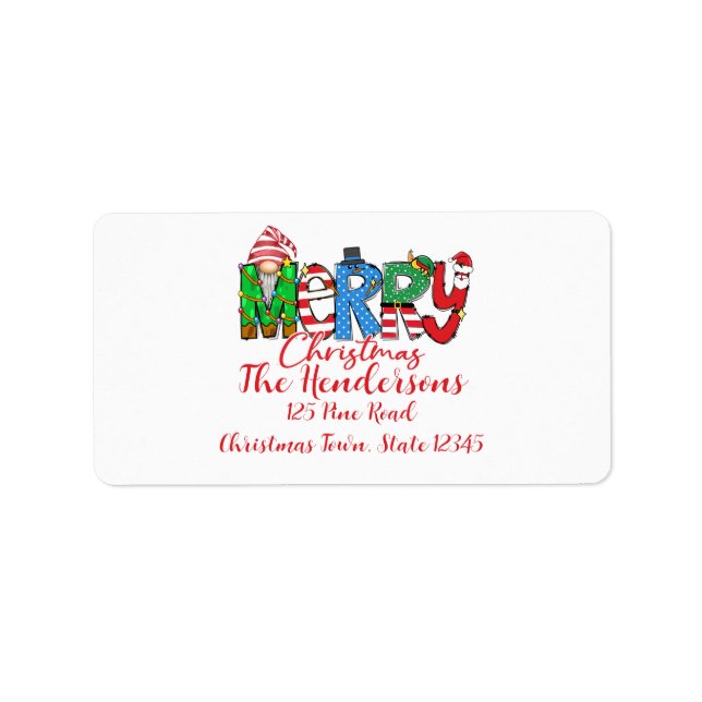 Etiqueta Gnome, Merry Christmas,  (Frente)