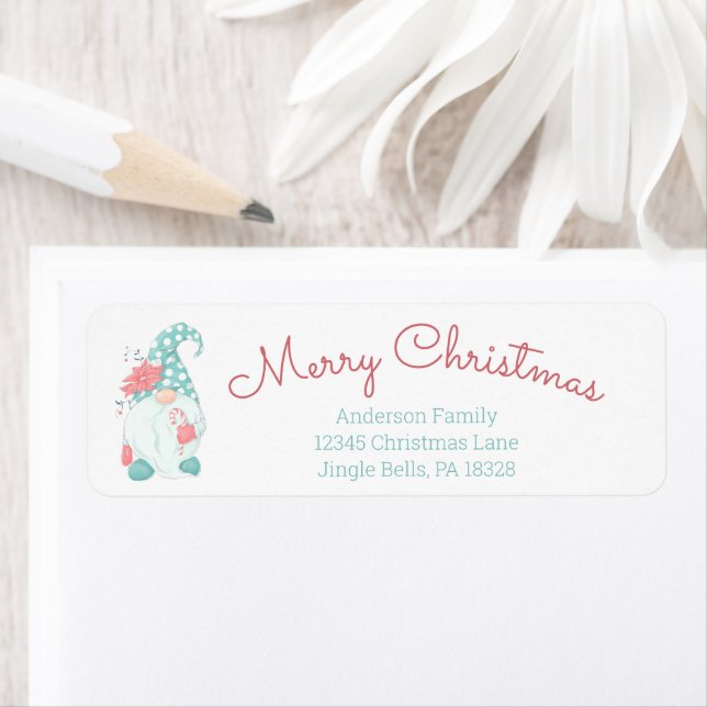 Etiqueta Gnomo de Natal Feliz e Feliz Endereço L (Insitu)