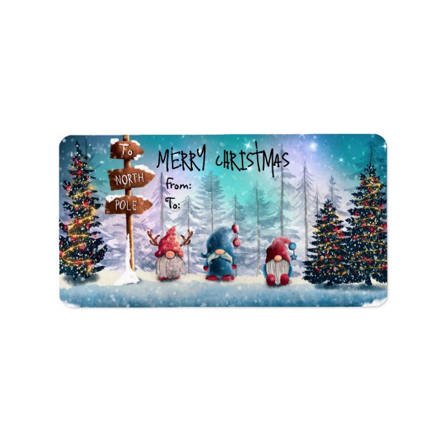 Etiqueta Gnomos Engraçados de Natal (Frente)