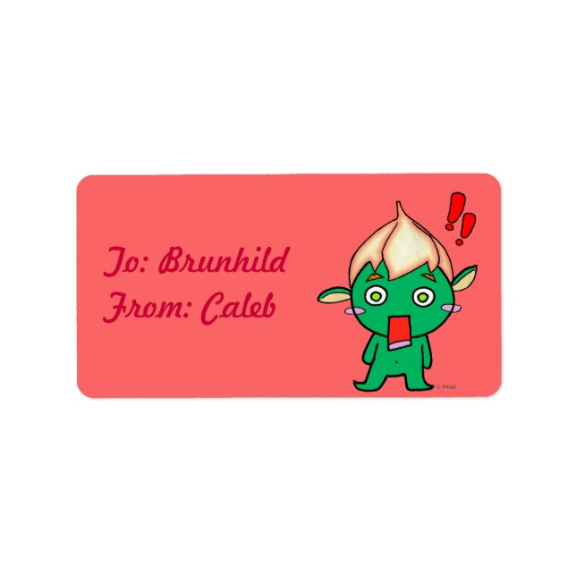 Etiqueta Goblin bonito com uma flor na cabeça (Frente)