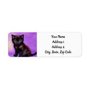 Etiqueta Gogh Style Purple Cat