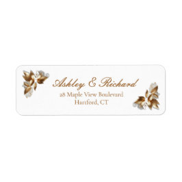 Etiqueta Gold Botanical Wedding Return Address Label