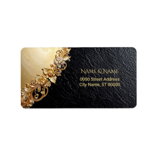 Etiqueta Gold Floral Embellishments Return Address Label