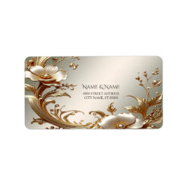 Etiqueta Gold Floral Return Address Label