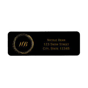 Etiqueta Gold Foil & Black Sparkle Glamour Circle Labels