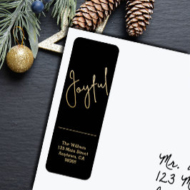 Etiqueta Gold JOYFUL on Black Christmas Return Address