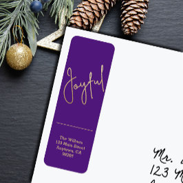 Etiqueta Gold JOYFUL on Purple Christmas Return Address