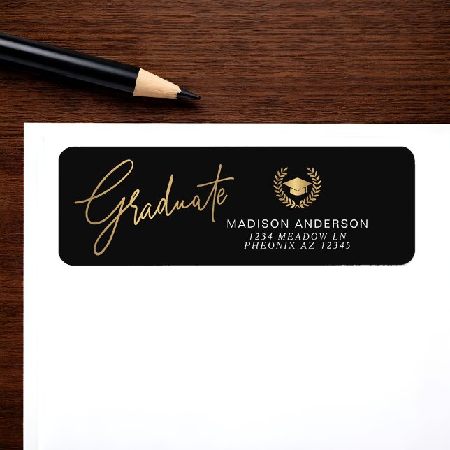 Etiqueta Gold Modern Script Simple Graduation  (Criador carregado)