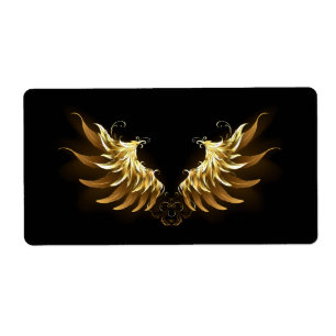 Etiqueta Golden Angel Wings on Black background
