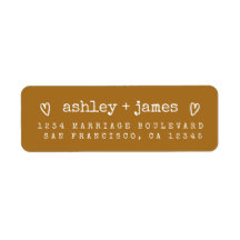 Golden Brown Heart Couple Return Address