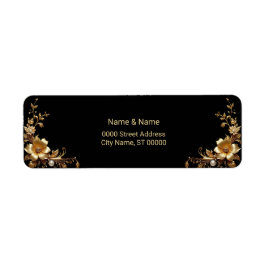 Etiqueta Golden Floral Return Address Label