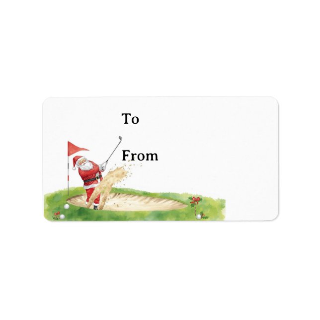 Etiqueta Golf Christmas with Santa Claus golfing  (Frente)