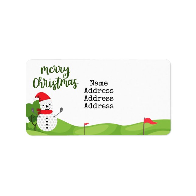 Etiqueta Golf Snowman para Golfer Feliz Natal (Frente)