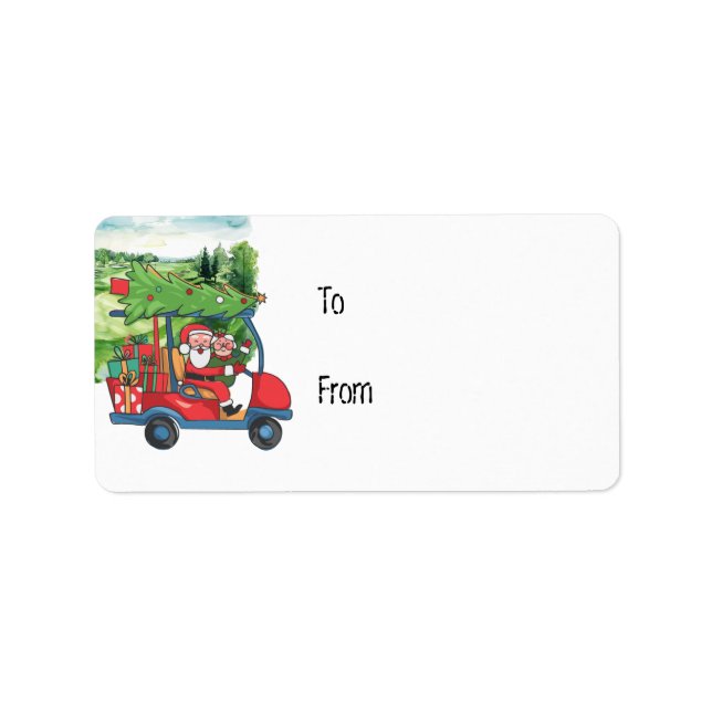 Etiqueta Golfer Santa Claus (Frente)